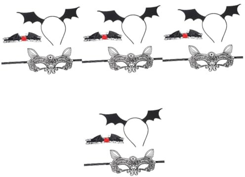 SHERCHPRY 4sätze Halloween Bat Headband Lace Mask Choker Necklace Gruselige Kostüm-accessoires Für Damen Für Maskerade Karneval Und Cosplay-partys