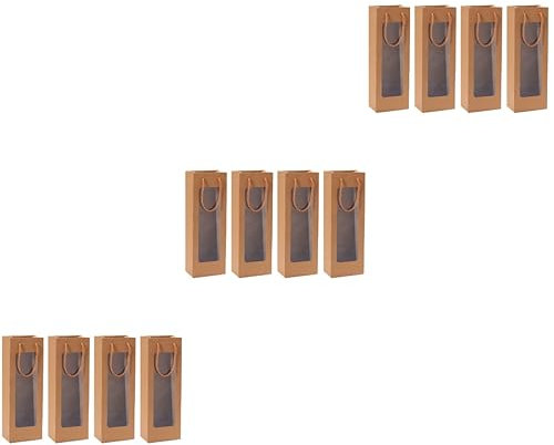 MAGICLULU 12stücke Kraftpapier Weinbeutel Mit Fenster Weinflaschen-geschenktüten Für Rotwein Für Feiern Geburtstage Und Feiertage Praktisch Und Dekorativ