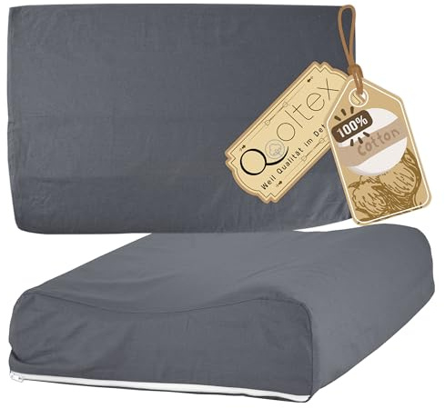 SideEasy 30x50 cm Gesundheitskissen Bezug Anthrazit Vollschutzbezug | Baumwolle Nackenkissen, Nackenstützkissen Bezug mit Reißverschluss, Kissenschoner für Kopfkissen, Schlafkissen