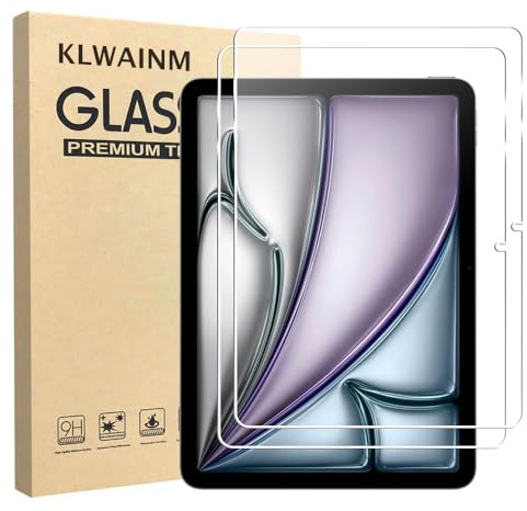 KLWAINM [2 Pezzi] Pellicola Protettiva Compatibile con iPad Air 11 Pollici (M2) 2024 Tablet Vetro Temperato, Durezza 9H Anti-Graffio Trasparente HD Senza Bolle