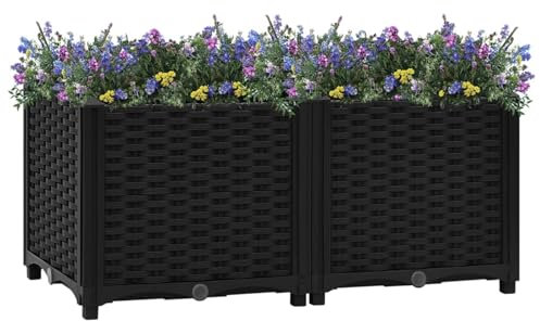 Somanki Hochbeet 80x40x38 cm Polypropylen, Palettenrahmen, Hochteich, Gemüsebeet, Kräuterregal Balkon, Blumenbeet, Kräuterspirale, Tomatenbeet, Pflanzhochbeet - 316531