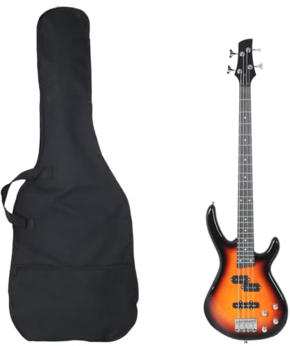 Home Garden E-Bassgitarre für Anfänger, mit Tasche, Braun und Schwarz, 116,8 cm (4/4 Zoll)