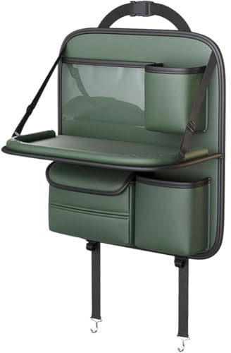 LJHGYUOAYT Auto-Rücksitz-Organizer Für VW Tiguan II I (Type AD1 5N) R/Sport, Aufbewahrungstasche für den Rückenlehnenschutz aus Pu-Leder mit faltbarem Tablettzubehör,D/Green