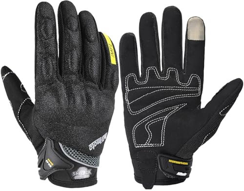 mjmoto Guantes de Motocicleta para Hombre, Pantalla Táctil, para Motocross, BMX, ATV, MTB, Ciclismo, Carreras (Negro, Large)