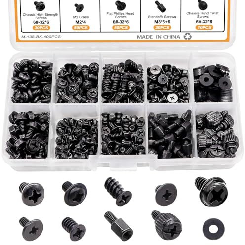 mxuteuk 400PCS Computer Screws Motherboard Standoffs Screws PC Screws Laptop Screws PC Case Screws Fan Screws SSD Screws for HDD Hard Drive,PC Case,PC Fan,ATX Case, SSD,CD-ROM