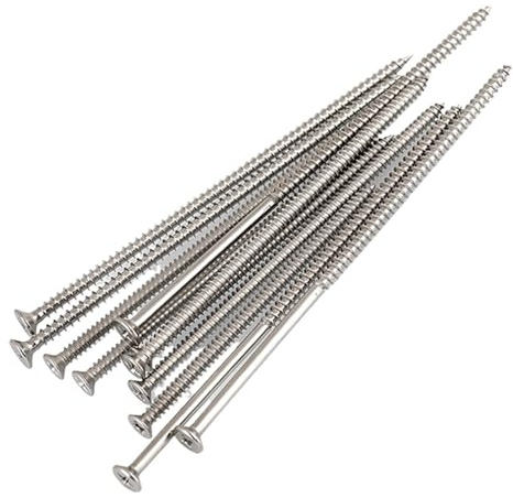 DYYEUAVT Vis pour Terrasse Lot de 10 vis à Bois Longues à tête Plate et autotaraudeuses en Acier Inoxydable Vis pour Terrasse Acier Inoxydable(150mm)
