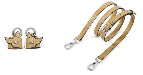 GreatRise Leder Taschengurt Verstellbarer Schultergurt Schnallen 1.2cm Tasche Schulterriemen mit 1 Paar Schultergurtadapter für Minitaschen Handtasche Geldbörse Umhängetasche Khaki Beige-Silber