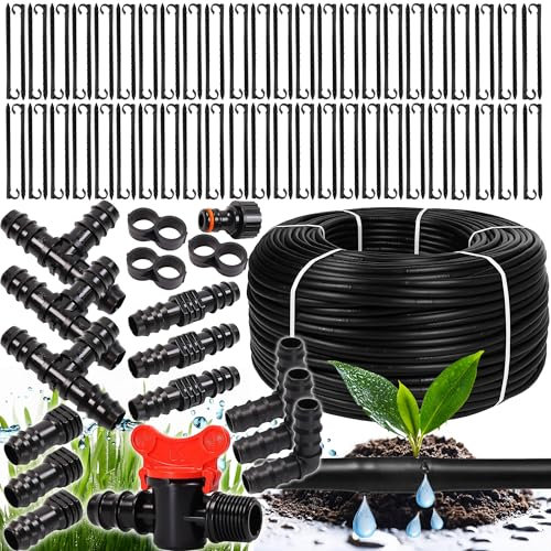 Tropfschlauch Set 100m 33cm +137x Verlegerohr Perlschlauch T-Stück Winkelstück