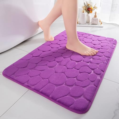 chakme Badmatta minnesskum badmatta minnesskum duschmatta absorberande badrumsmatta duschmatta dekoration golvmatta halkfri matta för badrum vardagsrum 60 x 120 cm, lila