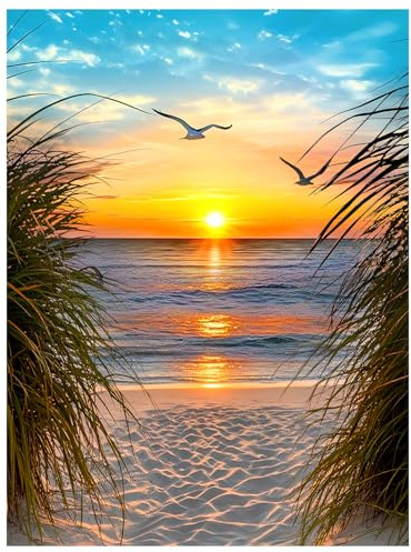 NPCSWXQ Diamant Painting 5D Strand Sonnenuntergang 30x40cm Full Drill Kit