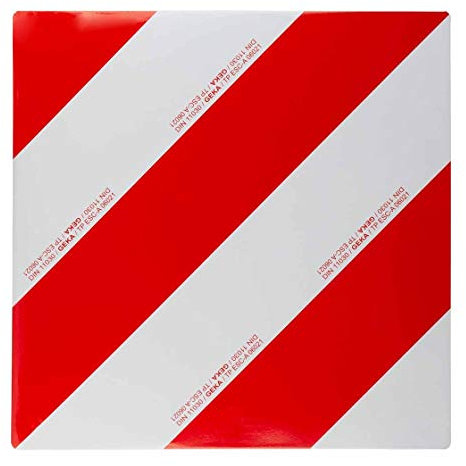 Warntafel | einseitig linksabweisend | Maße 423 x 423 mm | DIN 11030 | mit vollreflektierender Folie