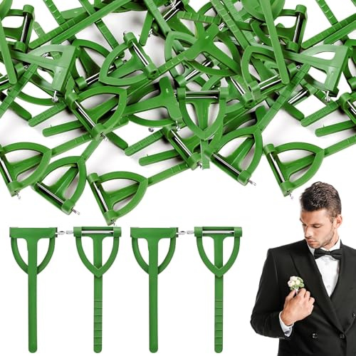 30 Stück dreieckige Broschen-Sicherheitsclips für Männer, grüne Broschennadeln, Zubehör zum Basteln, DIY-Boutonniere-Halter, geeignet für Hochzeitszeremonien,Hochzeit Knopfloch Blumen Pin