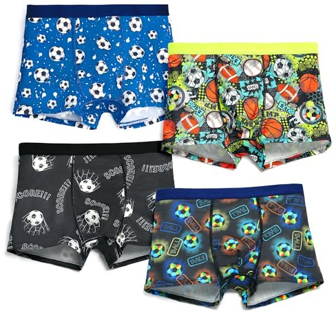 GRPSKCOS Biancheria intima per ragazzi, confezione da 4 boxer per bambini e ragazzi, mutande morbide 8-14 anni, 02 Calcio, 13-14 Years