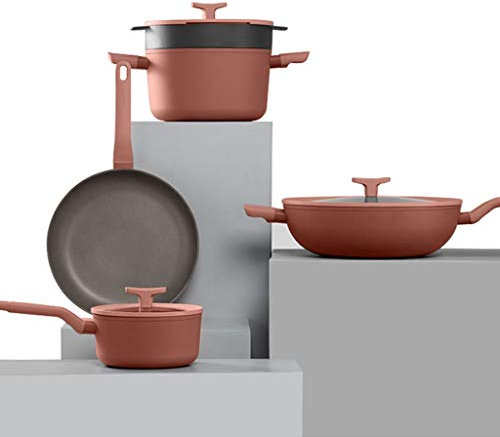 CCKUYT Set di pentole in Lega di Alluminio per Uso Domestico, Solido, Rivestimento Antiaderente Super Platinum, Adatto a più Piani Cottura, Facile da Pulire.