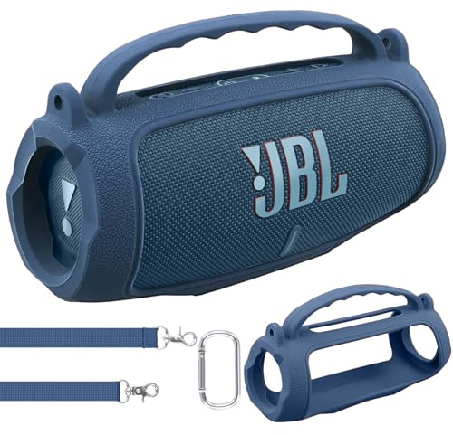 co2CREA Silikonhülle Tragetasche für JBL Charge 5 WiFi und Bluetooth Lautsprecher,tragbare ultraleichte Silikon Schutzhülle mit Karabiner und Schultergurt
