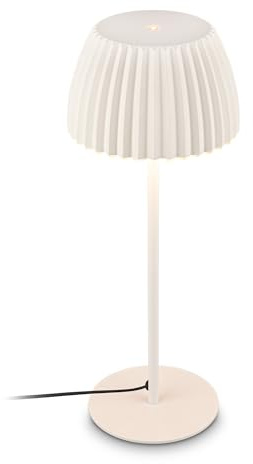 BRILONER - LED Nachttischlampe mit Touch, dimmbar, warmweiß, Lichtkante, Tischlampe, Lampe, Schreibtischlampe, Tischleuchte, Bürolampe, Leselampe Bett, Leselicht, 14,3x36 cm, Altweiß