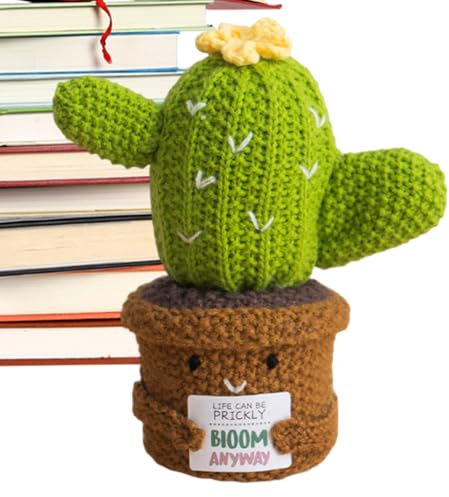 Krmoau Cactus de Ganchillo | Muñeca Decorativa De Ganchillo para Escritorio | Muñeca Decorativa en Forma de Cactus para Adultos, Adolescentes y Coleccionistas