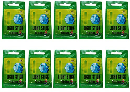 SkyPOOU 25/50 Nacht-Angelruten-Knicklichter, grün, fluoreszierende Leuchtstäbe, Spitze, Geschenkspitze, Glocken, für Angelschnur, Halter