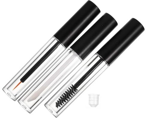 PENIKOKO Tubo Vuoto per Mascara 3ml Coperchio Opaco Nero e Pennello, Bottiglia Trasparente per Olio Ciglia, 6 Pz