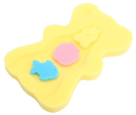 Cabilock Alfombrilla de Baño para Ñiño Esponja Segura y Transpirable Forma de Oso de Dibujos Animados Color Amarillo para Recién Nacidos y Baño Cómodo