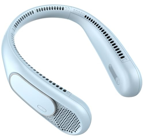 Dnenellr Ventilador de Cuello 6000mAh, Ventilador Cuello Sin Aspas Portátil, 4 Velocidades, Recargable USB, Larga Autonomía, para Viajes, Oficina y Exterior