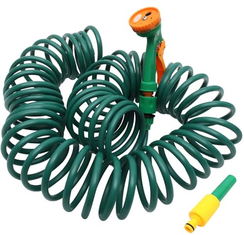 Milisten Tubo da Giardino Retrattile 10 M in Materiale Resistente Testina Spruzzatrice Multifunzione per Irrigazione, Lavaggio Auto e Pulizia Esterni, Tubo Colore Casuale Stile Casuale