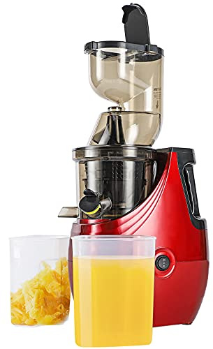 Exprimidor de masticación lenta, extractor de jugo de prensa en frío sin BPA con entrada grande de frutas, motor silencioso, eje de masticación fácil de limpiar para frutas y verduras