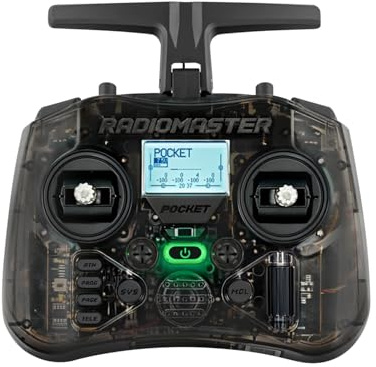 Radiomaster Pocket ELRS-sändare, Hall-gimbal, portabel Mode 2 (kolgrå) | Kompakt ELRS-sändare, vikbar antenn, Hall-gimbal, inbyggd LED, stabil signal och pålitlig kontroll för RC-modeller, pålitlig