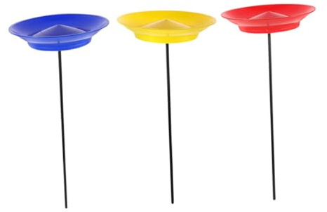 Generico Set di 3 Piatti da Giocoleria in Plastica con Aste per Migliorare le Abilità Circensi la Coordinazione, per Spettacoli e Allenamento Professionale