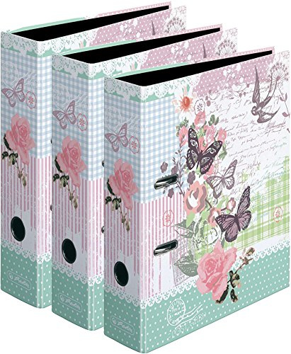 3 Stück Herlitz Ordner A4 Ladylike Serie maX.file, 8 cm (A4 | Ladylike Butterfly, Mehrfarbig, 1)