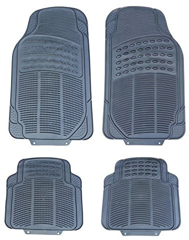 flexzon Strapazierfähiges Universal-Automatten-Set, Gummi, rutschfest, für vorne und hinten, Schwarz, 4 Stück