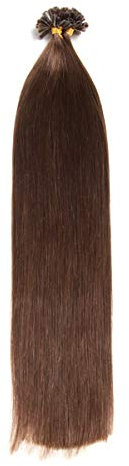 Dunkelbraune Keratin Bonding Extensions 100% Remy Echthaar Human Hair - 250x 1g 45cm Glatte Strähnen - Lange Haare mit Keratin Bondings U-Tip Haarverlängerung Haarverdichtung-Farbe:#2 Dunkelbraun