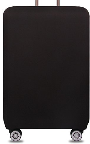 YianBestja Elastisch und Einfarbig Kofferhülle Koffer Abdeckung Schutzhülle Kofferschutzhülle Kofferbezug Luggage Gepäck Cover mit Band und Klettverschluss (Schwarz, M (22-24 Zoll))