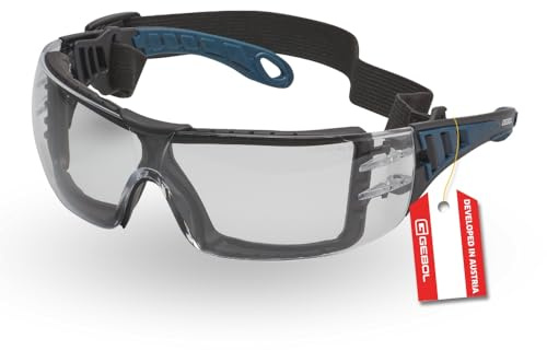 Gebol Schutzbrille Safety Guard, UV-A/B Filter, Seitenschutz, Gummiband | Für anspruchsvolle Arbeitsumgebungen, Polycarbonat & TPR, verstellbares Gummiband, Seitenschutz, kratz- & beschlagfrei
