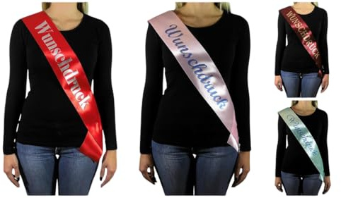 A4W Schärpe Hochzeit, Satinband, Wunschdruck, Schriftfarbe, Geburtstag, Schärpe Junggesellenabschied, JGA Accessoires, Schärpe für Frauen, Hen Party, Schärpe für Damen, Abschlussball, Veranstaltung.