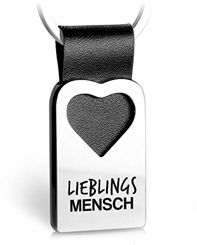 FABACH Herz Schlüsselanhänger mit Gravur aus Leder - Lieblingsmensch Geschenk Anhänger für Partner, beste Freundin, bester Freund - Lieblingsmensch