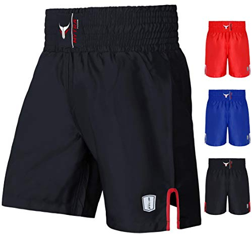 Mytra Fusion Satin Boxing Shorts, MMA Shorts, Combat Shorts, Ring Shorts, Training Shorts (Black, Small)