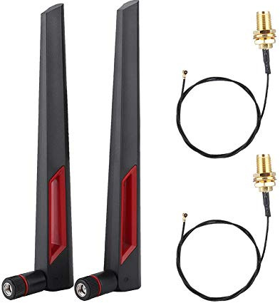 8-dBi-Antenne RP-SMA für WLAN und WLAN-Router-Adapter, IPX4-WLAN-Netzwerkkarte Verbindungskabel Vollfrequenzband Für 9260NGW/7265AC/9650AC/BCM94360 usw.