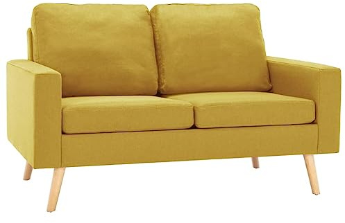 vidaXL Sofa 2-Sitzer Zweisitzer Loungesofa Stoffsofa Polstersofa Sitzmöbel Polstermöbel Designsofa Wohnzimmersofa Gelb Stoff Holzrahmen