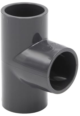 Baumaxxe Té PVC 25 mm 90° PN16 à Coller Gris bm068 | Raccord en T PVC-U 25 mm avec 3 embouts à coller, idéal pour piscine, plomberie, irrigation et systèmes d’eau.