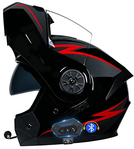 CNNGU Casco De Moto Modular Bluetooth Integrado, ECE Homologado, con Doble Visera Cascos De Motocicleta, Transpirable Y Cómodo, para Adultos, Mujeres Y Hombres.