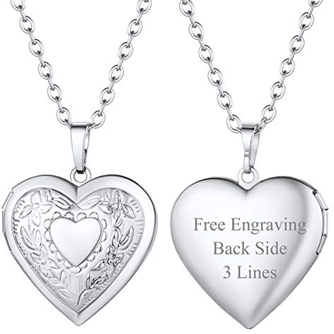 FOCALOOK Herz Anhänger Halskette Damen Namenkette Personalisiert Kette Gold/Rosegold/Weißgold Herzkette Amulett Schmuck für Muttertag Valentinstag