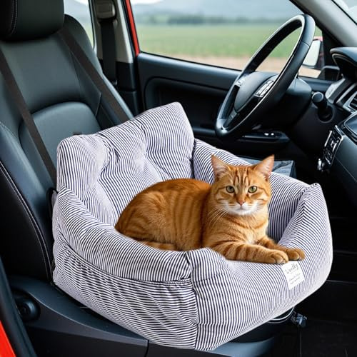 PETCUTE Asiento de Coche para Perros, Antideslizante Asiento Elevador con Correa de Seguridad, Clip y Bolsa de Almacenamiento, Desmontable y Lavable, Adecuado para Perros Pequeños y Medianos