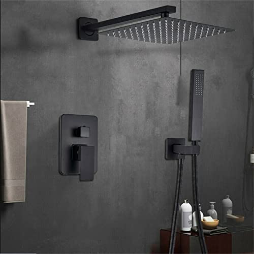RibasuBB Système de douche encastré pour salle de bain - Kit de douche mural avec pommeau de douche - 30 x 30 cm (12) - Douche en céramique
