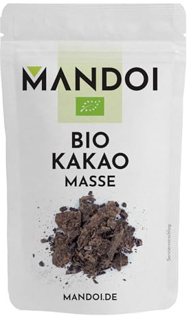 Mandoi Bio Kakaomasse 500g, 100% Kakao Masse ohne Zucker, für Schokolade, Pralinen, Kakao, Kleinbauern Kakaoprojekt