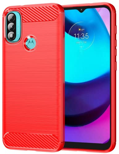 Folmecket Moto E40/E30/E20 Shock Soft TPU Rubber Cell Phone Case 6.5 Red | Moto E40/E30/E20 Phone Case,Carbon Fiber Scratch Resistant,Shock Absorption Soft TPU Rubber Protective Cell