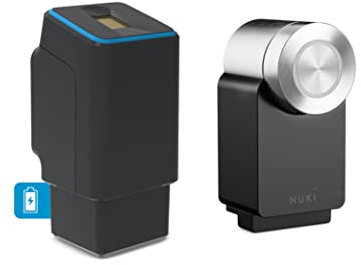 EKEY UNO 200228 Fingerprint mit Akku inkl. Nuki Smart Lock 3.0 Pro schwarz, Akkubetriebenes Nachrüst-Set für alle gängigen Türen, schwarz