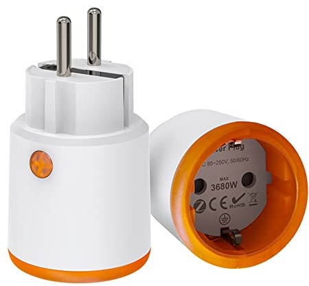 Intelligente Steckdosen: Zigbee Smart Plug mit Mess- & Timerfunktion, Tuya App Steuerung, Benachrichtigungen, erfordert Zigbee Hub, 16A Steckdose kompatibel mit Alexa, Google Home (1er-Pack)