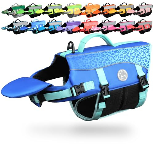 VIVAGLORY Giubbotto di Salvataggio per Cani con Galleggiante Anteriore Removibile, Salvagente con Strisce Riflettenti e Imbottitura Extra per Nuoto e Nautica, Blu Scuro, S