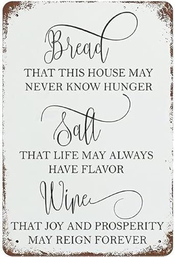 Bread Salt Wine Metal Tin Signs Its A Wonderful Life Wall Hanging Sign Vintage Metal Sign Rustic Farmhouse Signs for Home Bar Coffee Office Garage Décor Craft Embellishment Vintage Mural 8x12 Inch